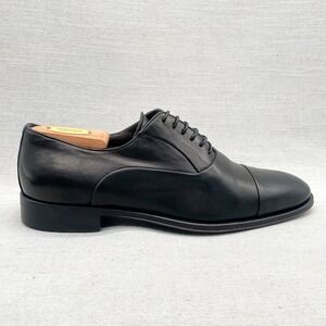 Bruno Magli Mens‎ 8.5 M Maico Cap Toe Oxfords Black Leather Dress Shoes Lace Up